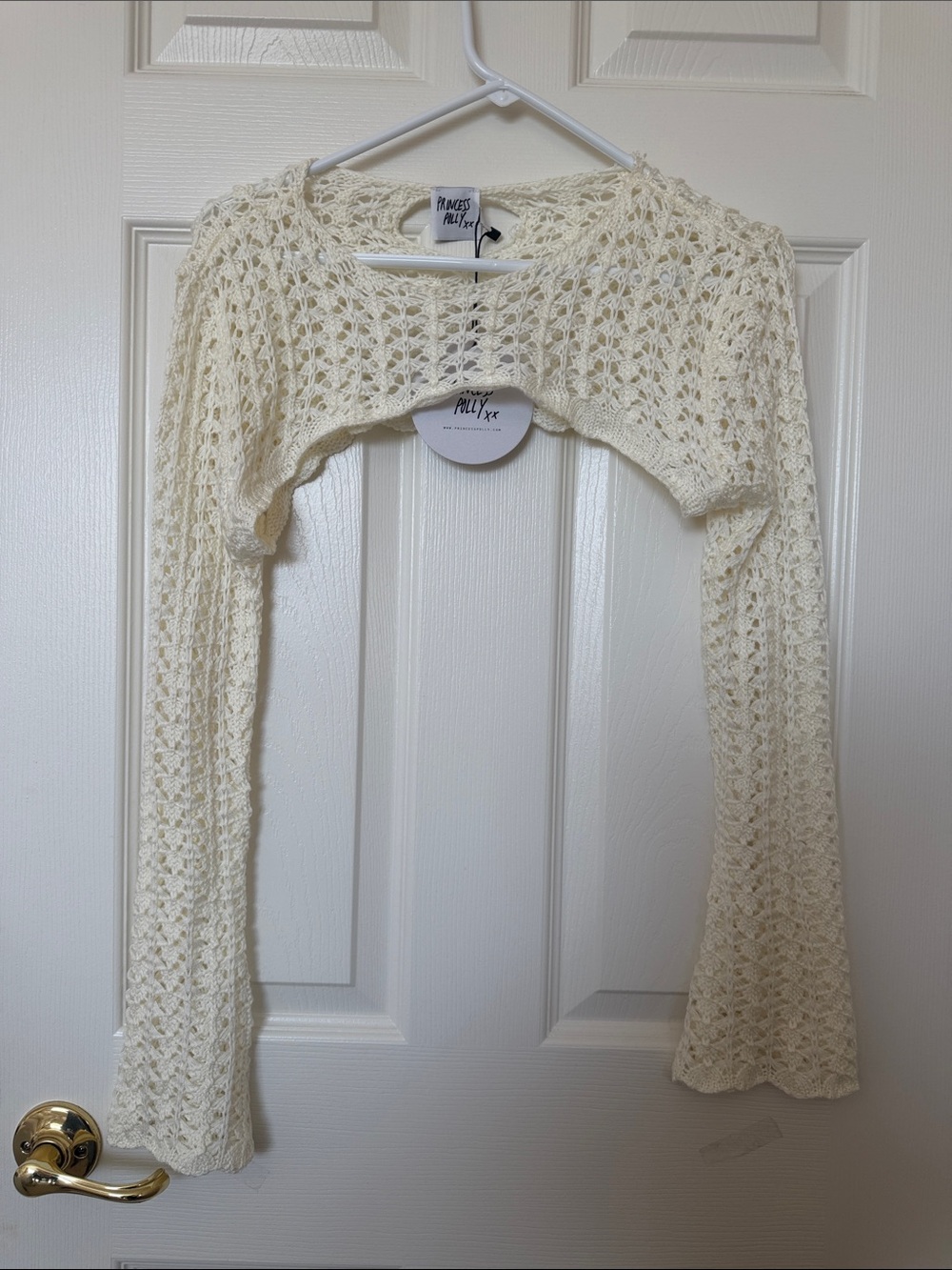 Princess Polly Cream Openwork Cropped Bolero